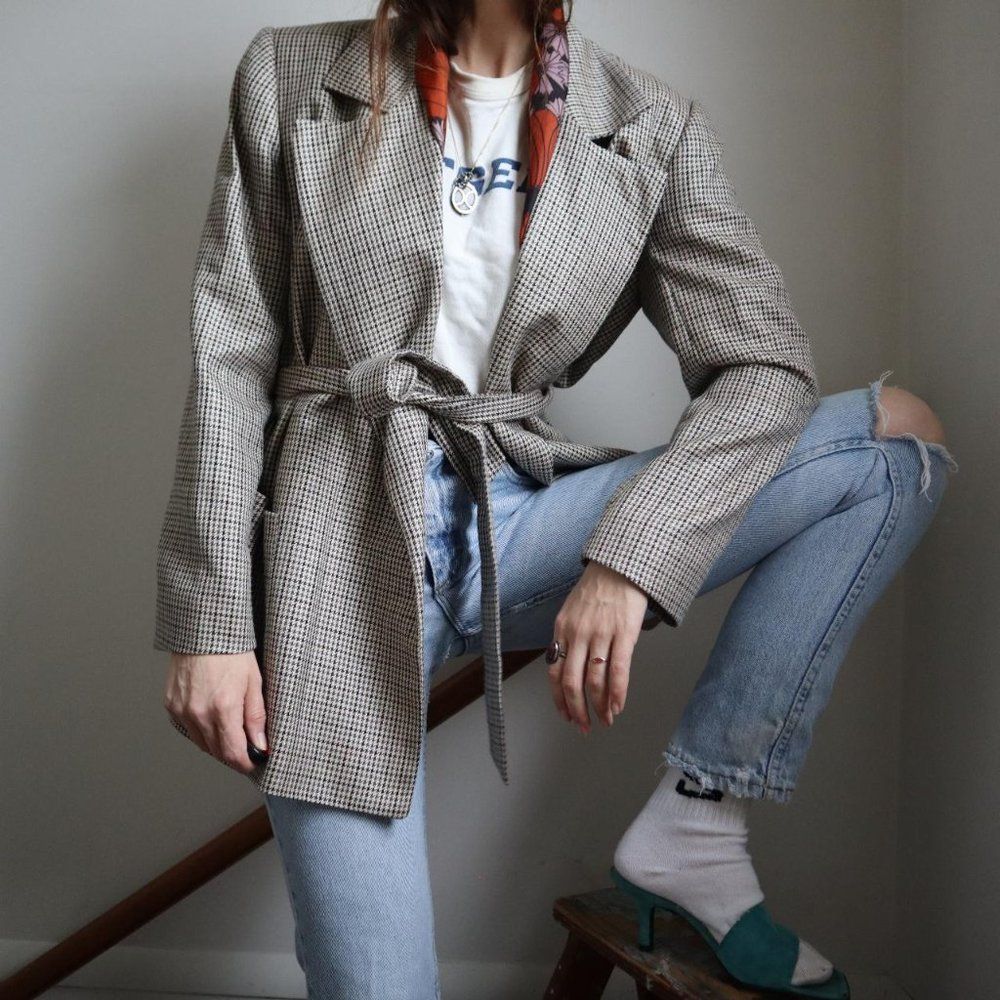 Vintage Union Made Calvin Klein Classics Houndstooth Blazer - Picture 1 of 4